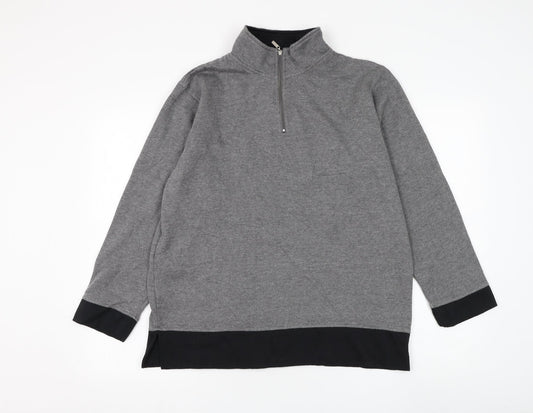 Jennifer Moore Womens Grey Polyester Henley Sweatshirt Size M Pullover