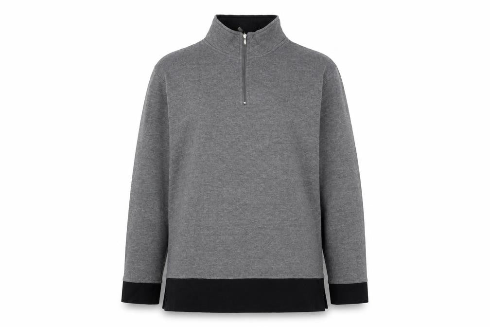 Jennifer Moore Womens Grey Polyester Henley Sweatshirt Size M Pullover