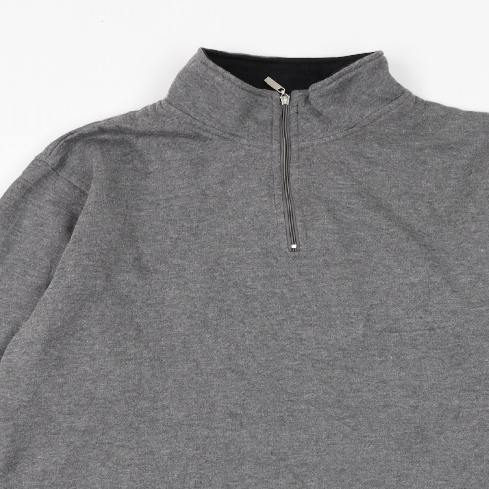 Jennifer Moore Womens Grey Polyester Henley Sweatshirt Size M Pullover