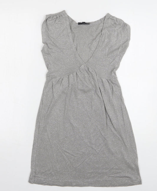Warehouse Womens Grey V-Neck Viscose Vest Jumper Size 8