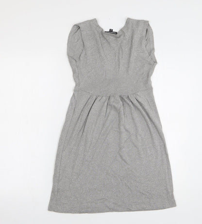 Warehouse Womens Grey V-Neck Viscose Vest Jumper Size 8