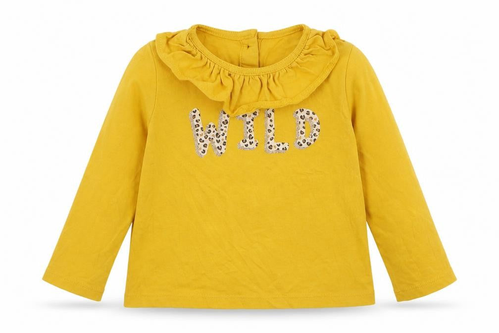 Dunnes Stores Girls Yellow Cotton Basic T-Shirt Size 12-18 Months Round Neck