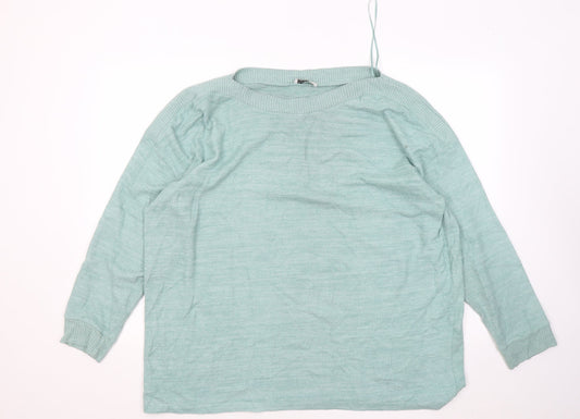 Papaya Womens Green Round Neck Viscose Pullover Jumper Size XL