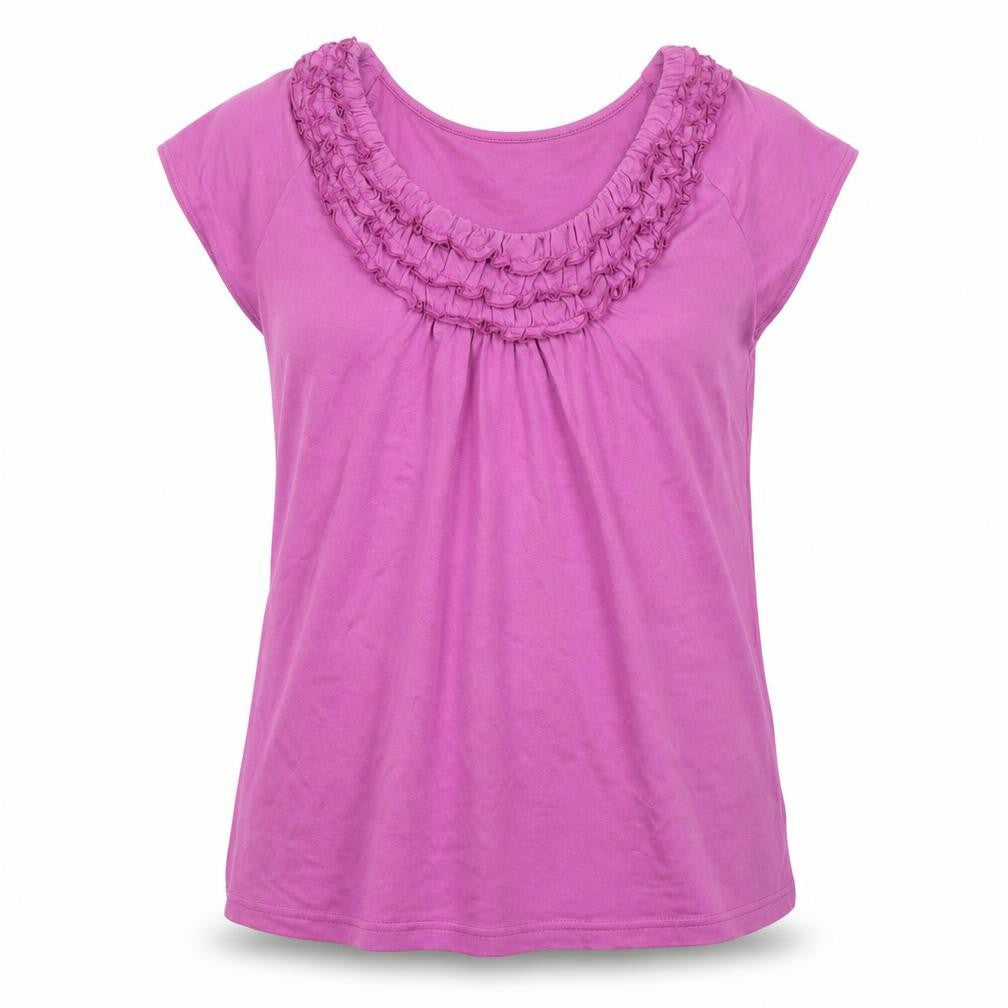Emreco Womens Pink Viscose Basic T-Shirt Size 12 Round Neck