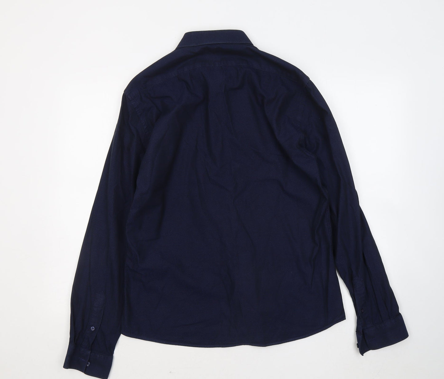 NM Mens Blue Cotton Button-Up Size L Collared