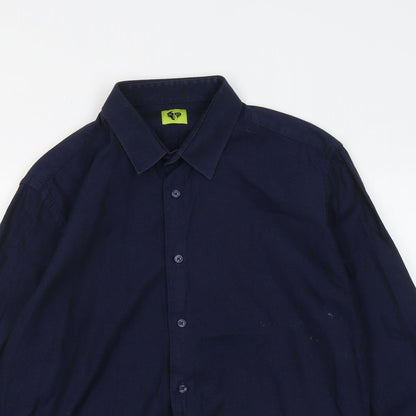 NM Mens Blue Cotton Button-Up Size L Collared