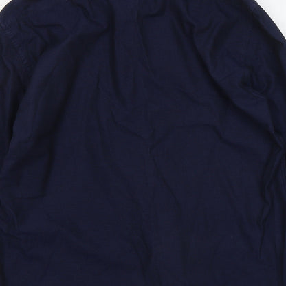 NM Mens Blue Cotton Button-Up Size L Collared