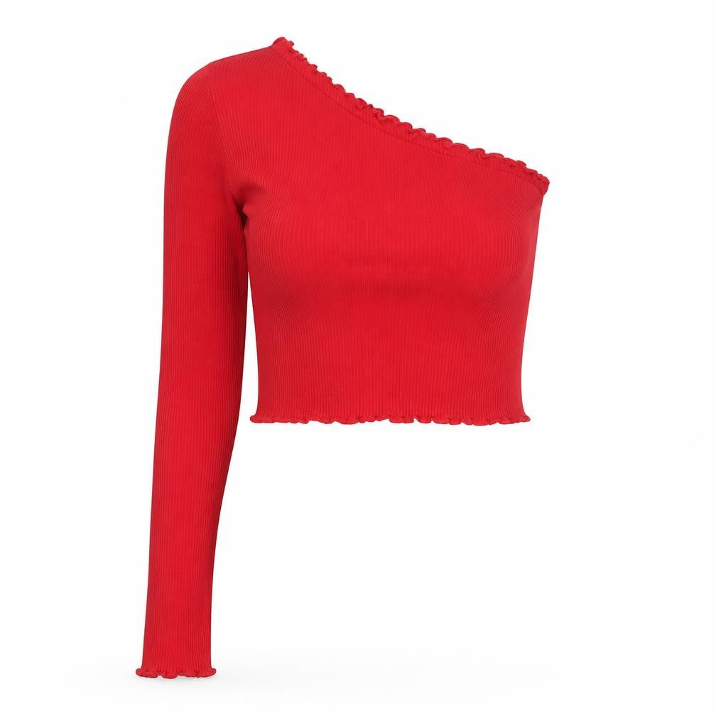 Lely Wood Womens Red Viscose Basic T-Shirt Size S Round Neck