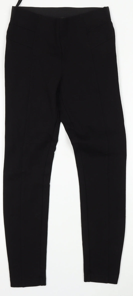 Dunnes Womens Black Viscose Trousers Size S L28 in Regular