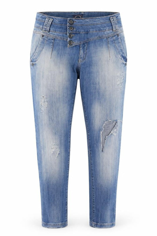 Bluewhite and Roll Womens Blue Polyester Skinny Jeans Size 8 L29 in Regular Button