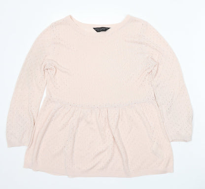 Dorothy Perkins Womens Pink Round Neck Geometric Acrylic Pullover Jumper Size 8