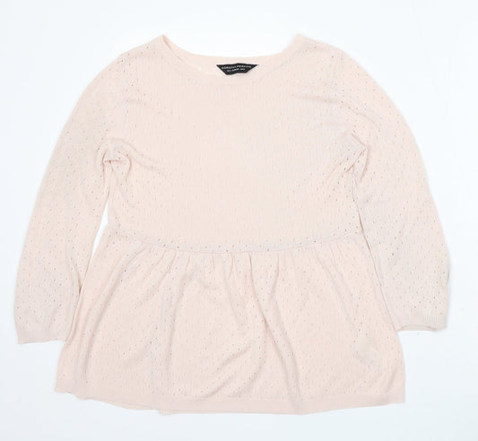 Dorothy Perkins Womens Pink Round Neck Geometric Acrylic Pullover Jumper Size 8