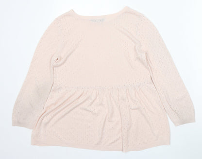 Dorothy Perkins Womens Pink Round Neck Geometric Acrylic Pullover Jumper Size 8