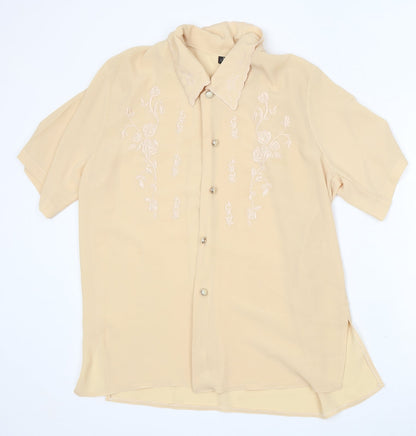 Windsor of London Womens Yellow Viscose Basic Button-Up Size 18 Collared