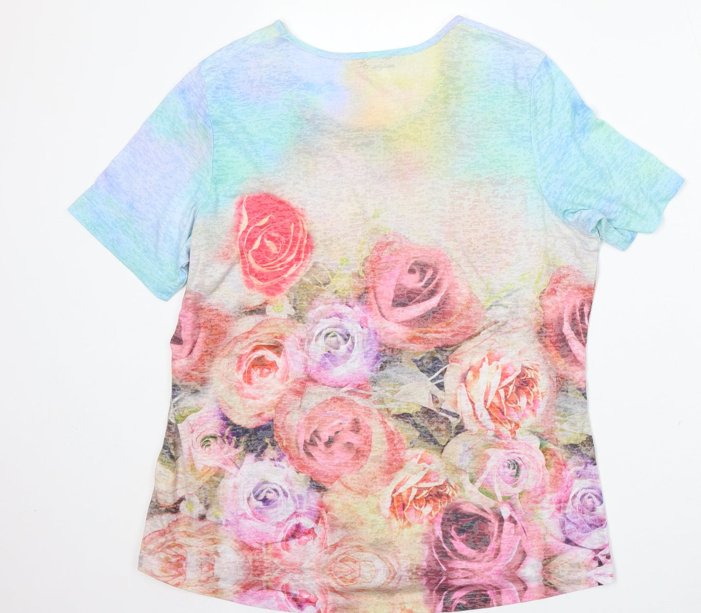 Gerry Weber Womens Multicoloured Floral Polyester Basic T-Shirt Size M Round Neck