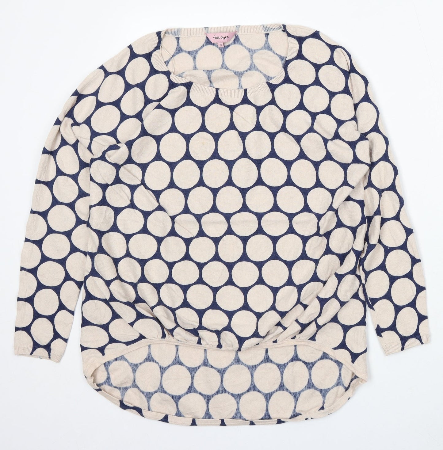 Phase Eight Womens Multicoloured Round Neck Geometric Cotton Pullover Jumper Size 10