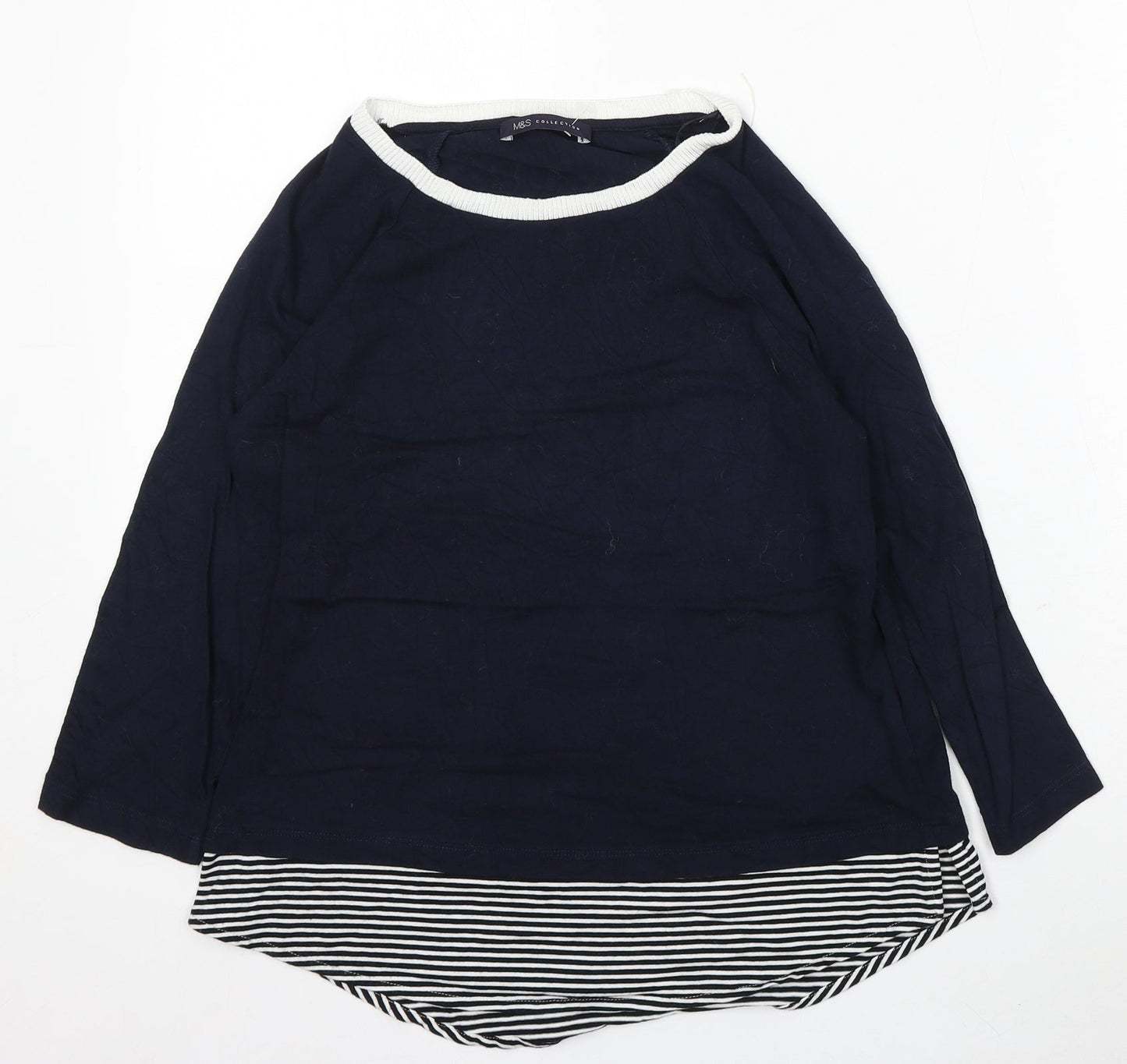 Marks and Spencer Womens Blue Round Neck Modal Pullover Jumper Size 10