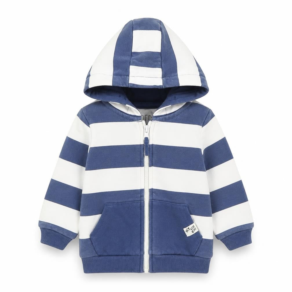 F&F Boys Blue Striped Cotton Full Zip Jumper Size 3-6 Months