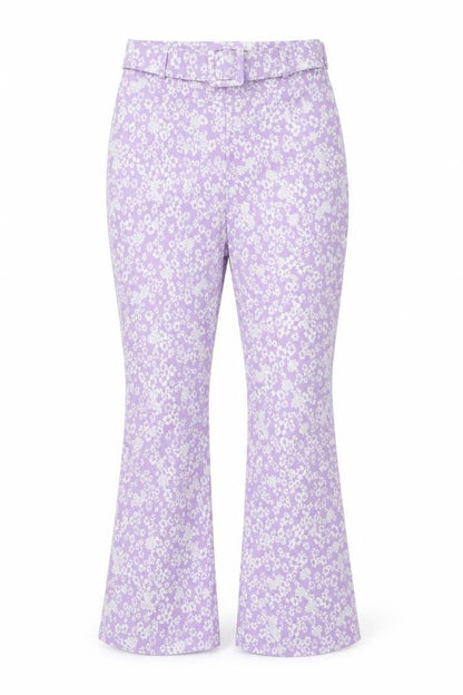 Primark Womens Purple Geometric Viscose Trousers Size 8 L26 in Regular