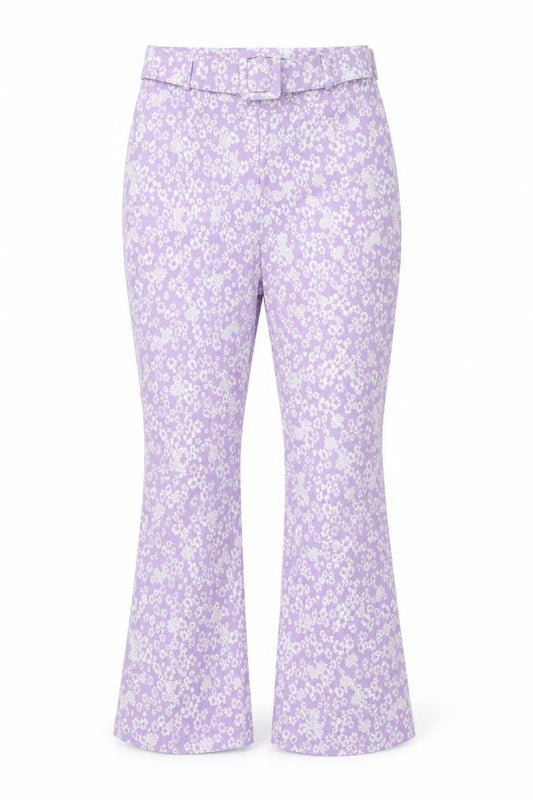 Primak Womens Purple Geometric Viscose Trousers Size 8 L26 in Regular