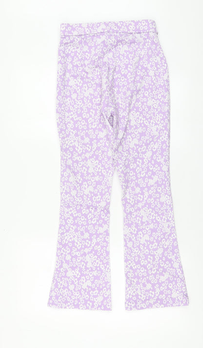 Primark Womens Purple Geometric Viscose Trousers Size 8 L26 in Regular