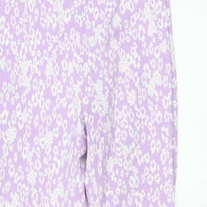 Primark Womens Purple Geometric Viscose Trousers Size 8 L26 in Regular