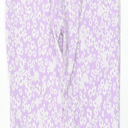 Primark Womens Purple Geometric Viscose Trousers Size 8 L26 in Regular