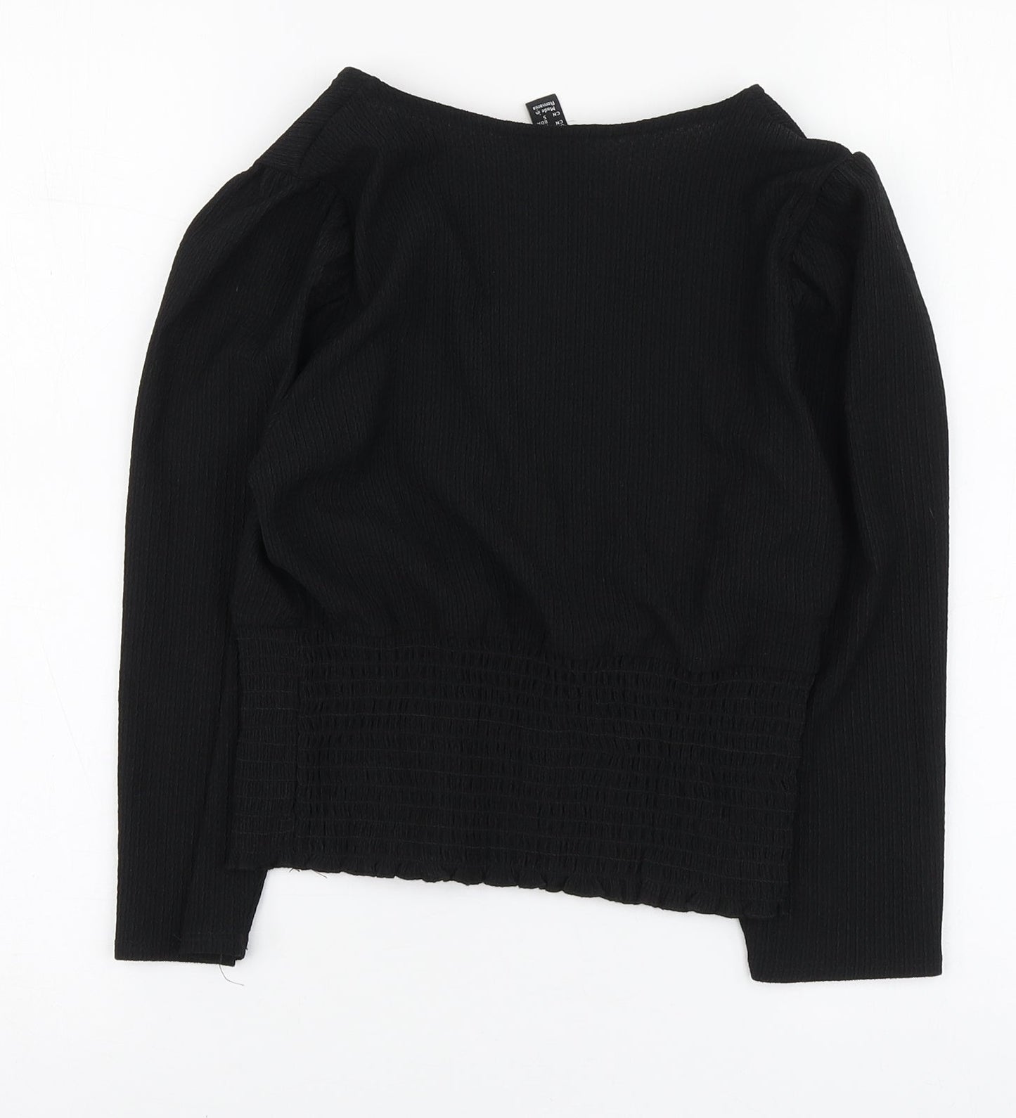 New Look Womens Black Polyester Basic Blouse Size 6 V-Neck