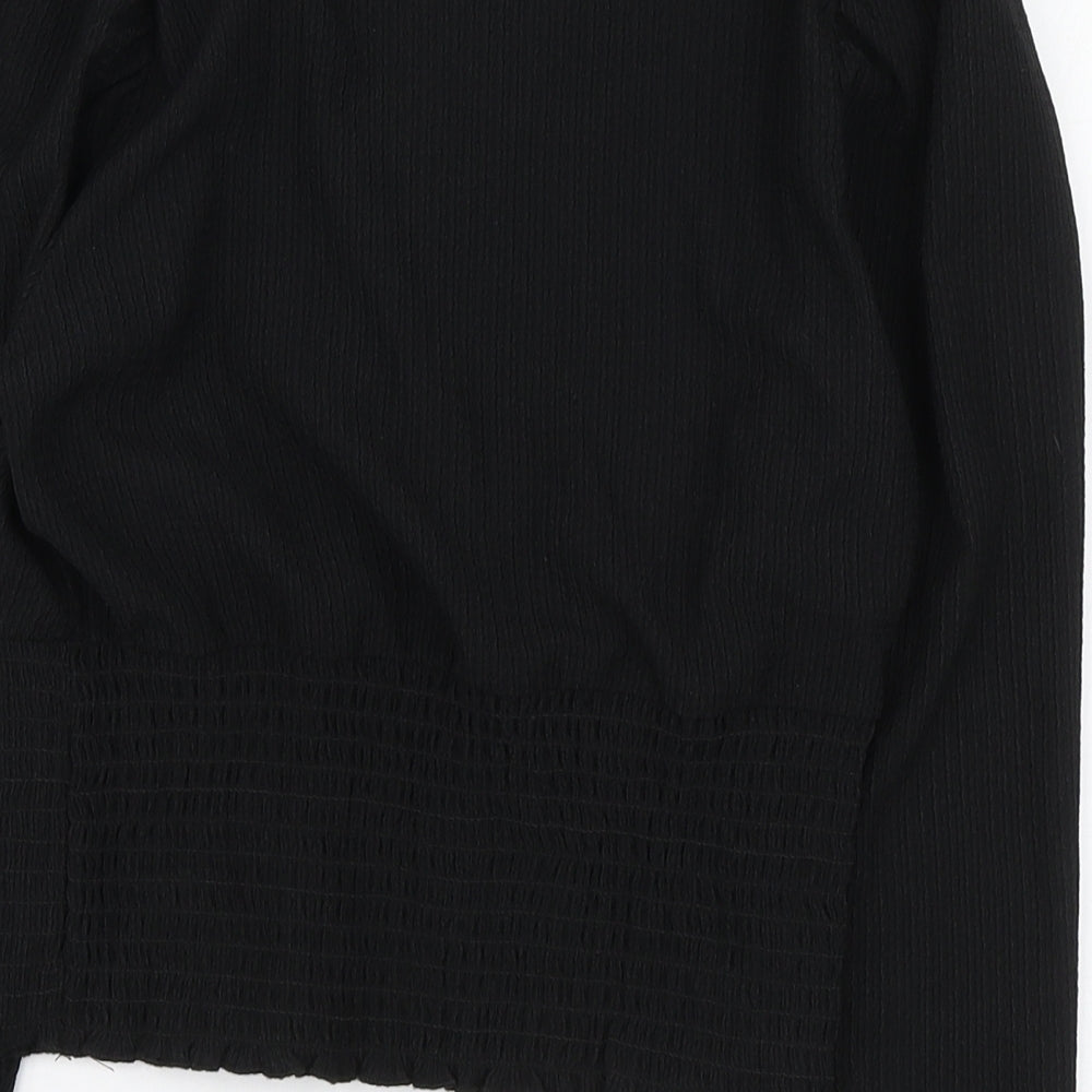 New Look Womens Black Polyester Basic Blouse Size 6 V-Neck
