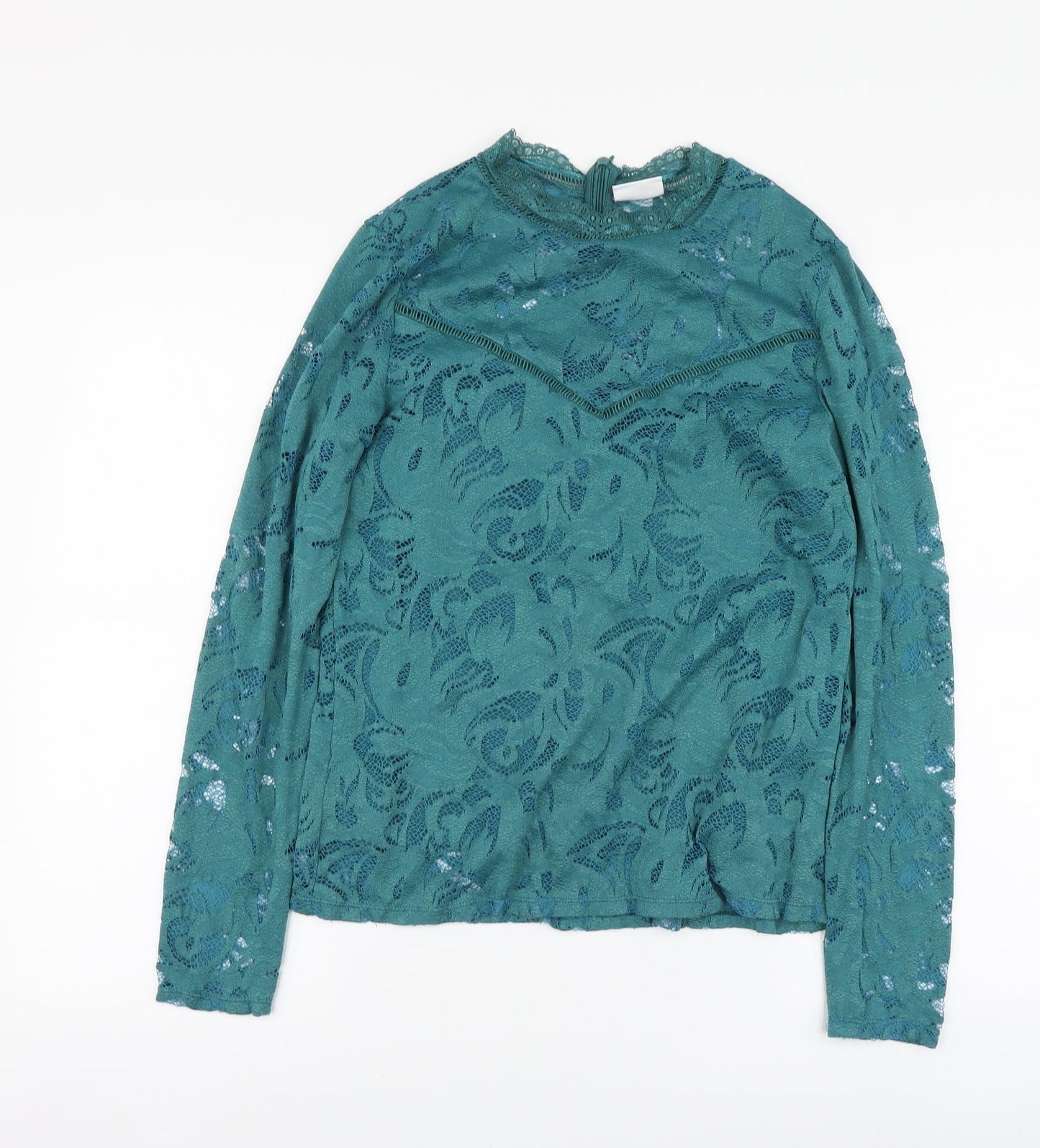 VILA Womens Green Polyamide Basic Blouse Size L Round Neck