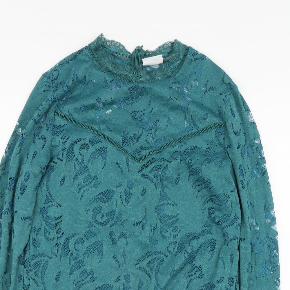 VILA Womens Green Polyamide Basic Blouse Size L Round Neck