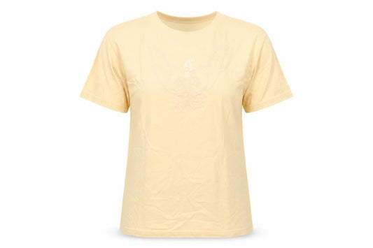 In Style Womens Beige Polyester Basic T-Shirt Size L Round Neck