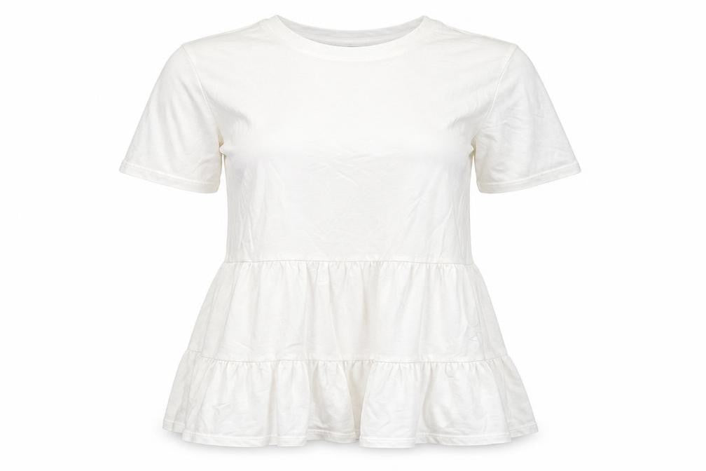 New Look Womens White 100% Cotton Basic Blouse Size 6 Round Neck
