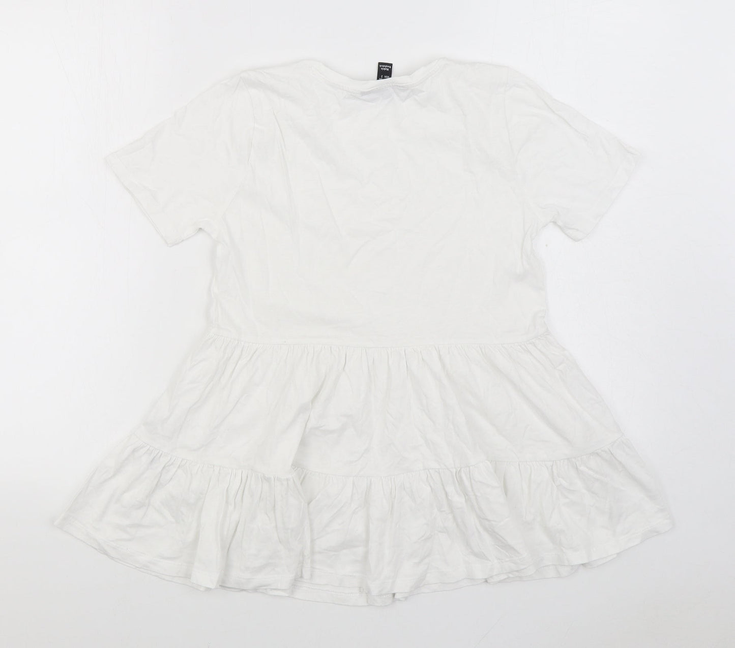 New Look Womens White 100% Cotton Basic Blouse Size 6 Round Neck