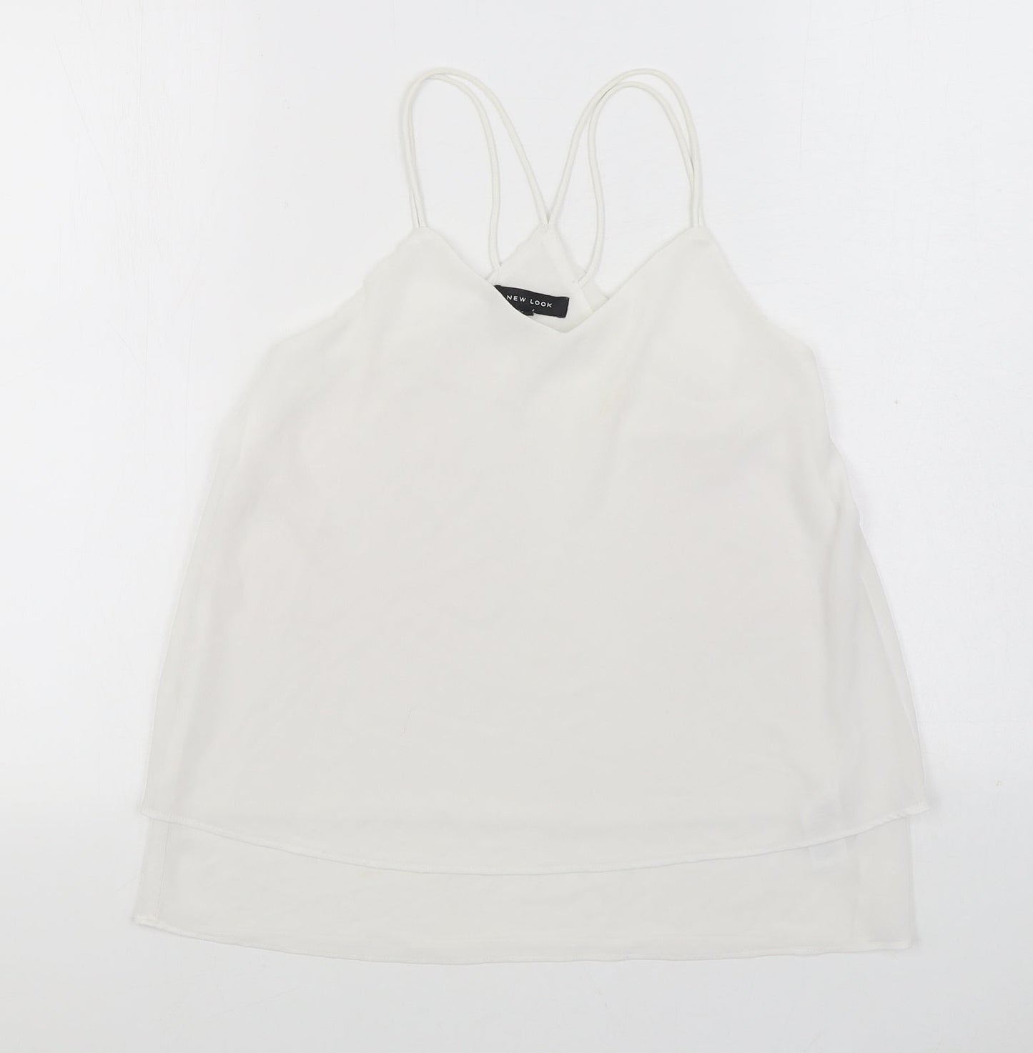 New Look Womens White Polyester Camisole Blouse Size 8 Scoop Neck