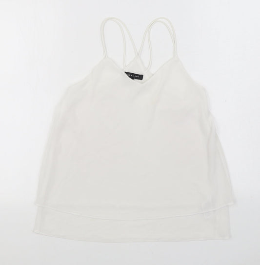 New Look Womens White Polyester Camisole Blouse Size 8 Scoop Neck
