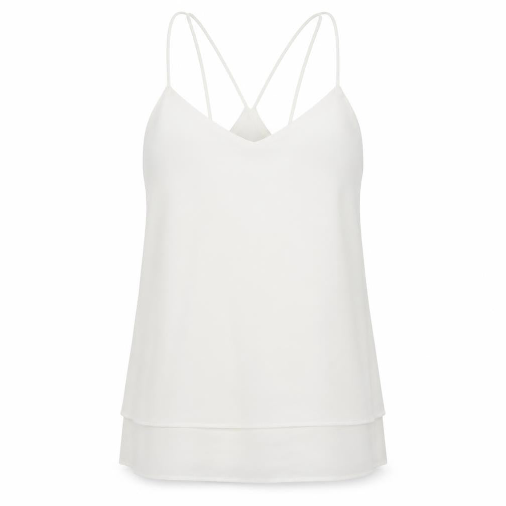 New Look Womens White Polyester Camisole Blouse Size 8 Scoop Neck