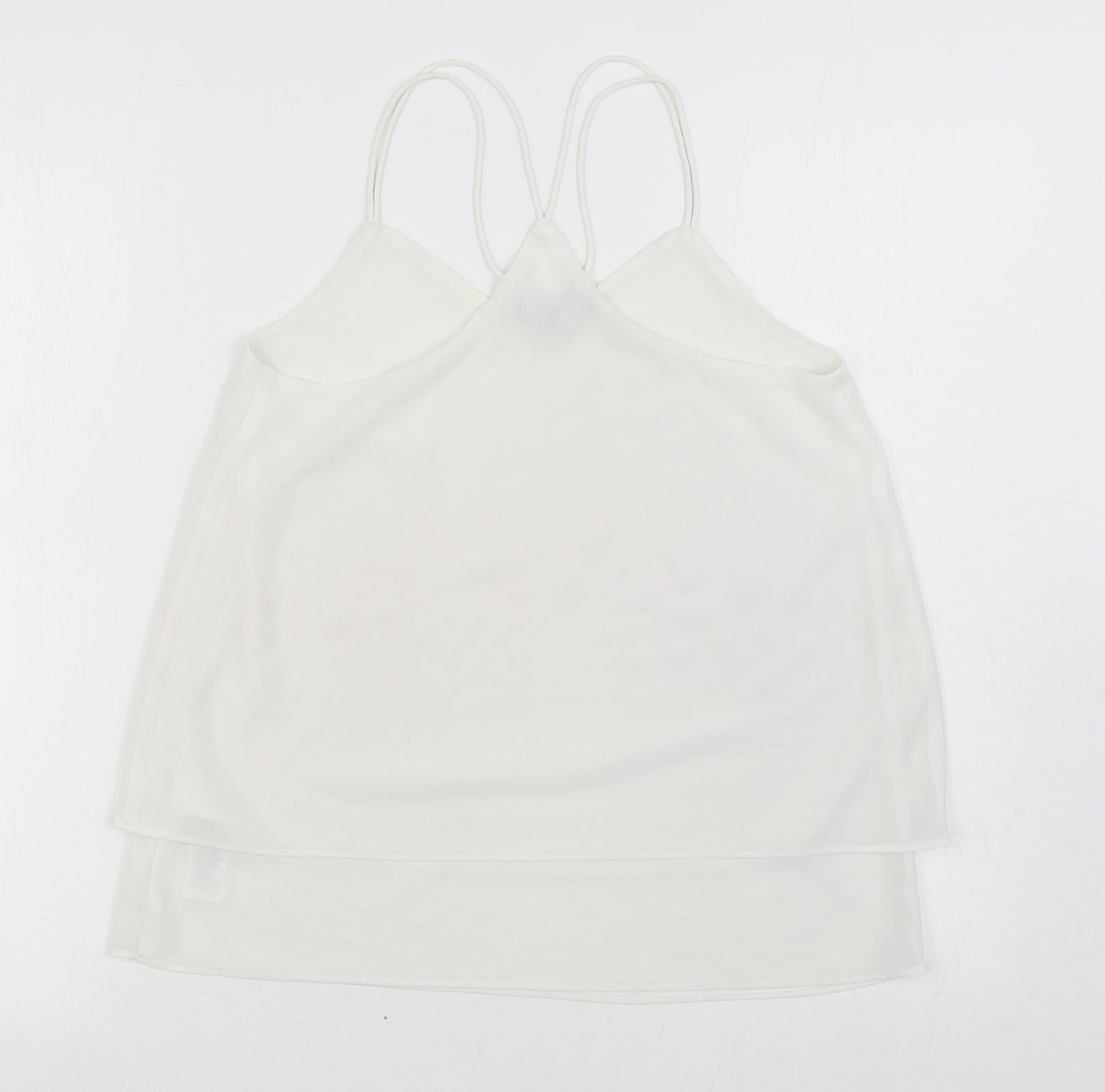 New Look Womens White Polyester Camisole Blouse Size 8 Scoop Neck
