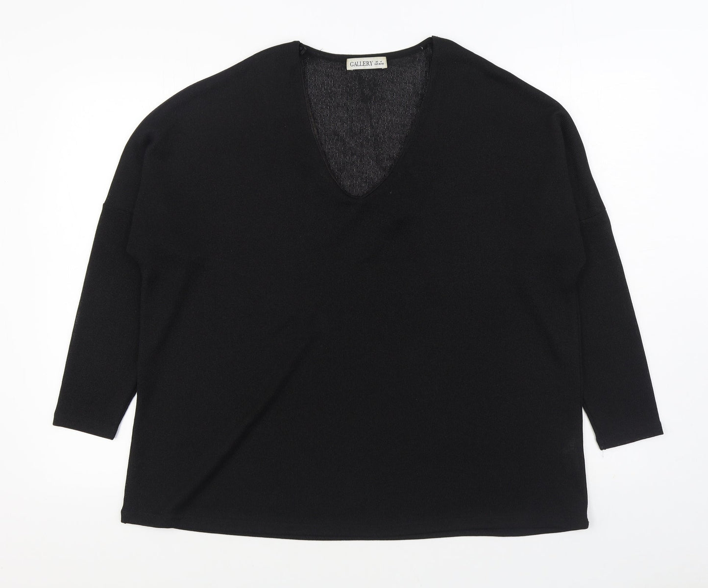Gallery Womens Black Polyester Basic Blouse Size M Scoop Neck