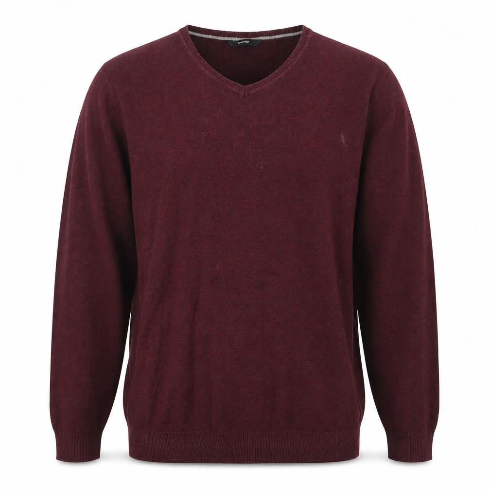 George Mens Red V-Neck Cotton Pullover Jumper Size M