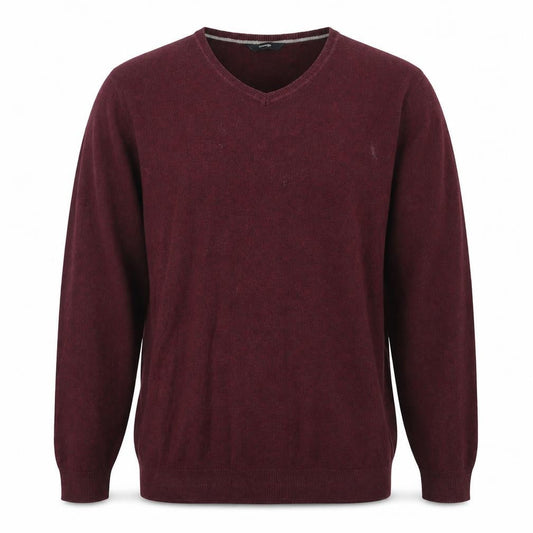 George Mens Red V-Neck Cotton Pullover Jumper Size M