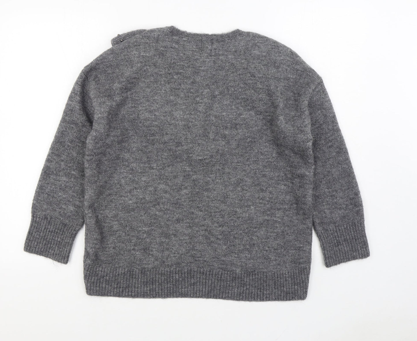 River Island Womens Grey V-Neck Viscose Pullover Jumper Size S