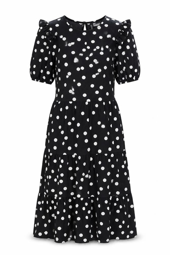 H&M Womens Black Polka Dot Polyester A-Line Size 2XS V-Neck Pullover