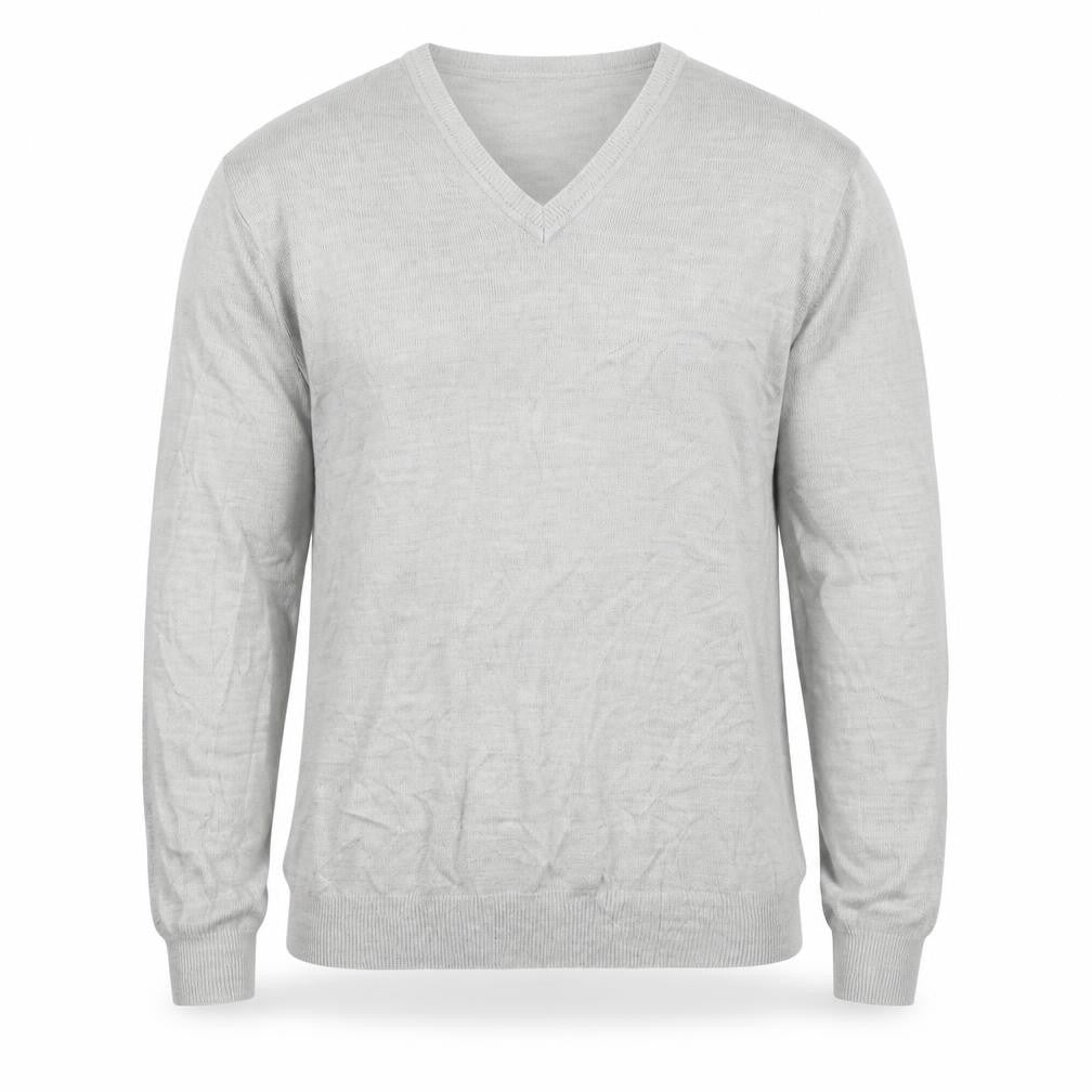 F&F Mens Grey V-Neck Acrylic Pullover Jumper Size L