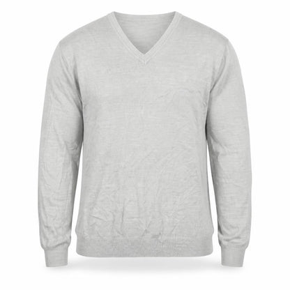 F&F Mens Grey V-Neck Acrylic Pullover Jumper Size L