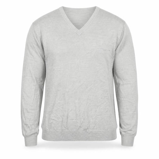 F&F Mens Grey V-Neck Acrylic Pullover Jumper Size L