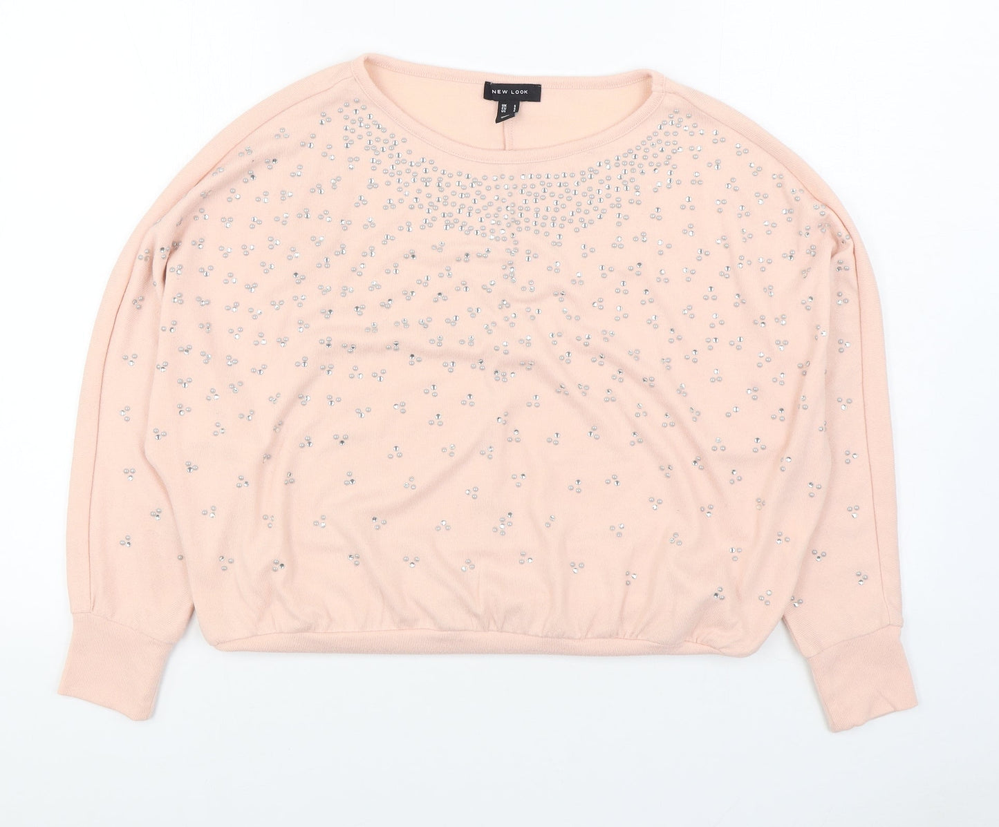 New Look Womens Pink Boat Neck Polyester Pullover Jumper Size S