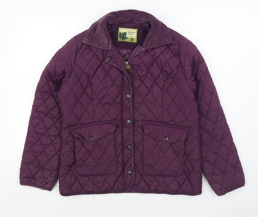 Country Estate Womens Purple Quilted Coat Size 12 Zip