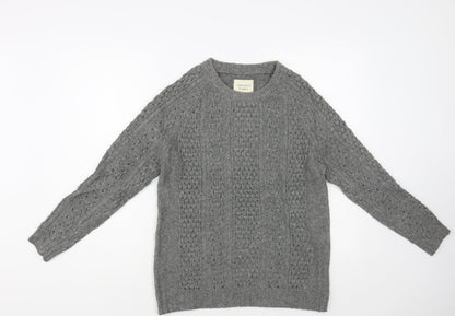 Preloved FOREVER 21 Womens Grey Crew Neck Acrylic Pullover Jumper Size S - Front