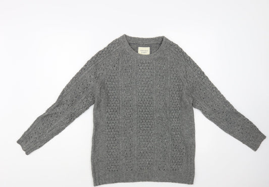 FOREVER 21 Womens Grey Crew Neck Acrylic Pullover Jumper Size S